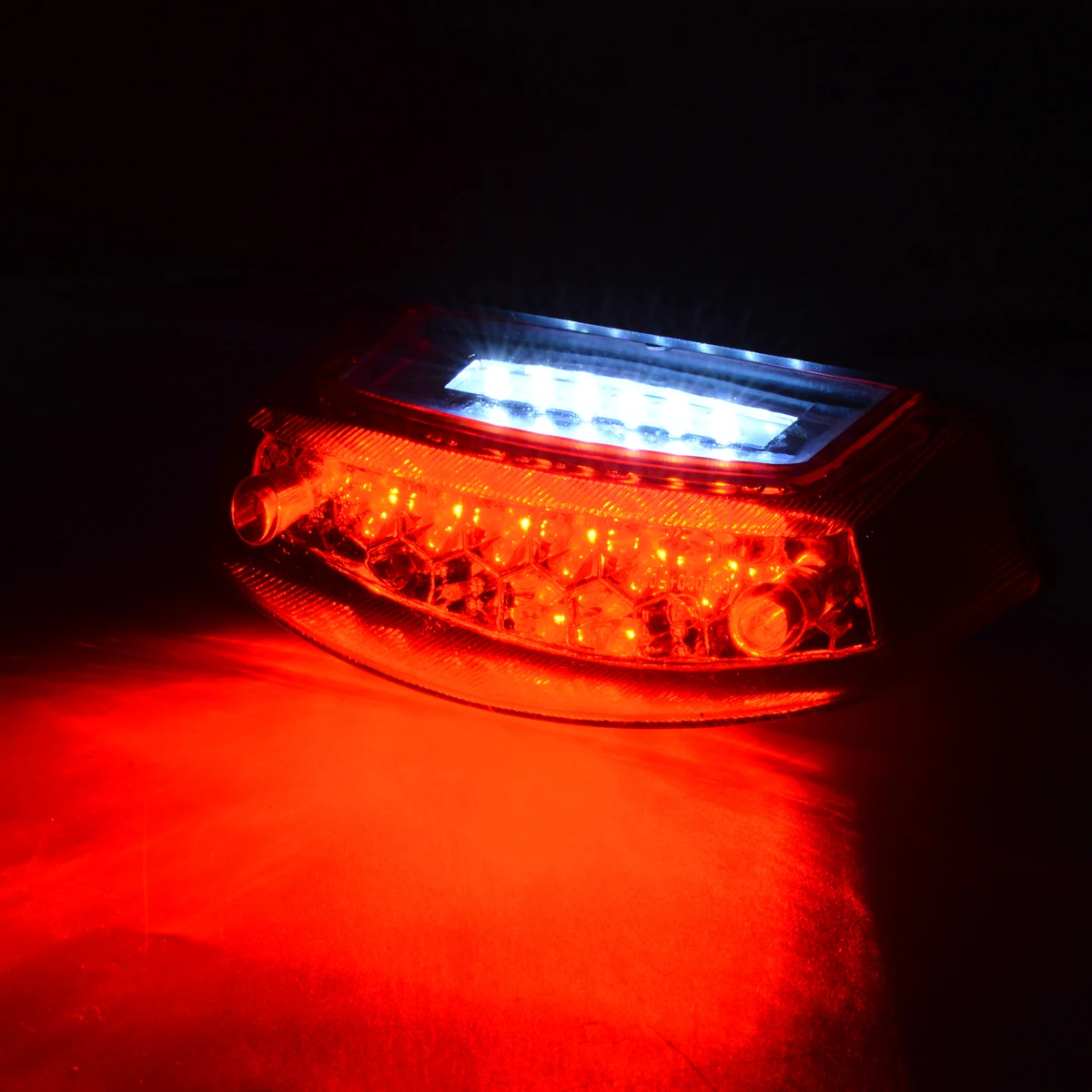 

DC 12V 21 LED Motorcycle White License Plate Light Red Tail Rear Lights Brake Stop Lamp Universal Number Plate Light