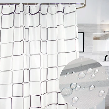 

White Plaid Shower Curtains For Bathroom Waterproof Anti-mildew Privacy Blackout Curtains Multiple Sizes Shower Curtains Set