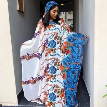 

2019 New African Beading Diamond Chiffon Long Dashiki Dress for Lady Africa Nigerian Kanga Clothing Plus Size Bazin Scarf Dress