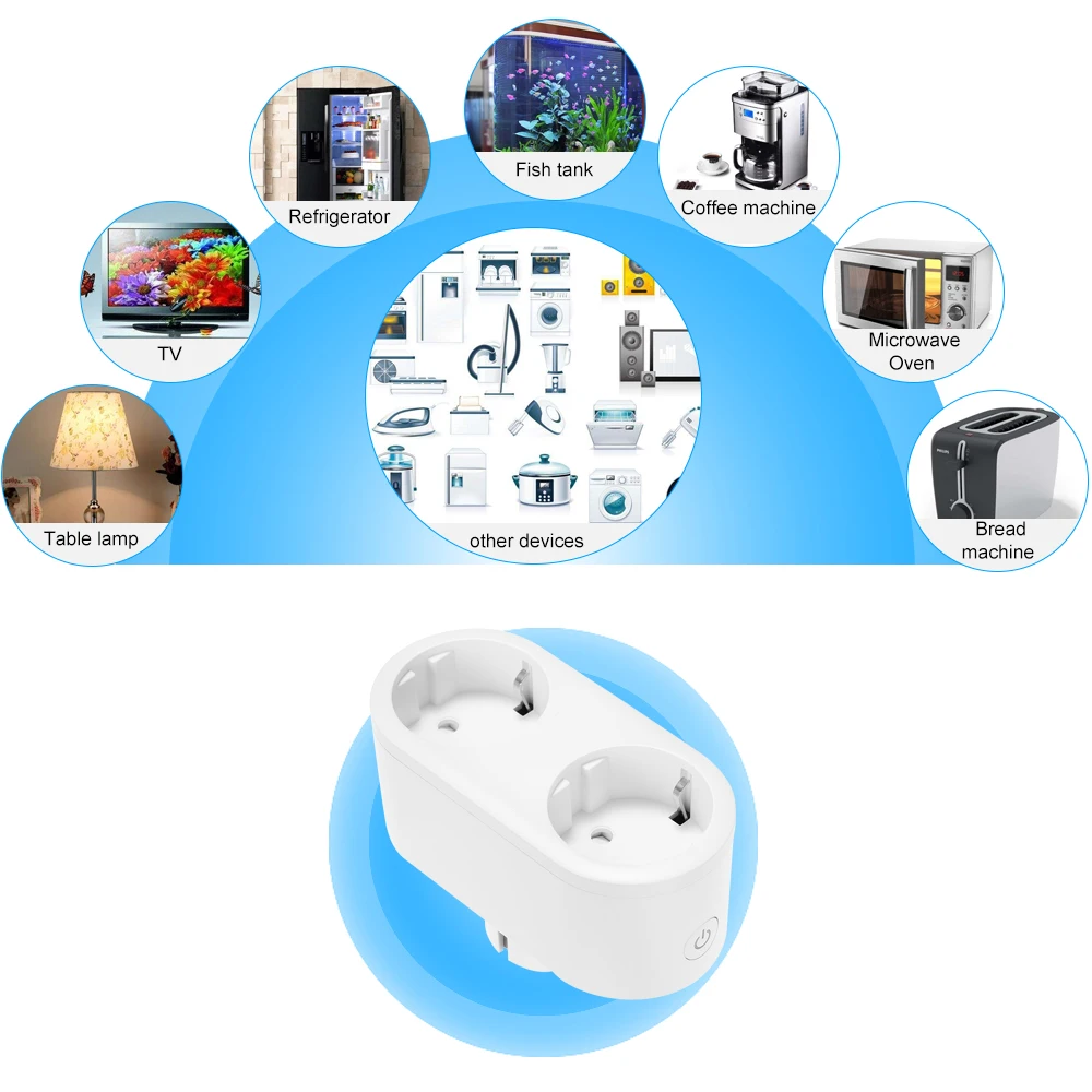 Умная Wi-Fi розетка EU type E с usb-разъемом, пульт дистанционного управления со смартфона, Функция синхронизации, голосовое управление для Alexa Google Home