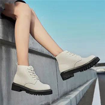 

Autumn Women Chelsea Boots Genuine Leather Ankle Boots for Women Casual Motorcycle Shoes Winter Fur Couple Shoes Zapatos Mujer