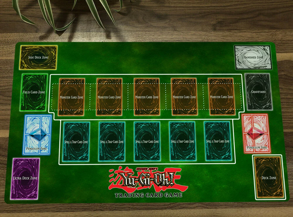 YuGiOh Zones TCG Mat Trading Card Game Mat Duel CCG Playmat Anti-slip Rubber Mouse Pad Desk 60x35cm Free Bag