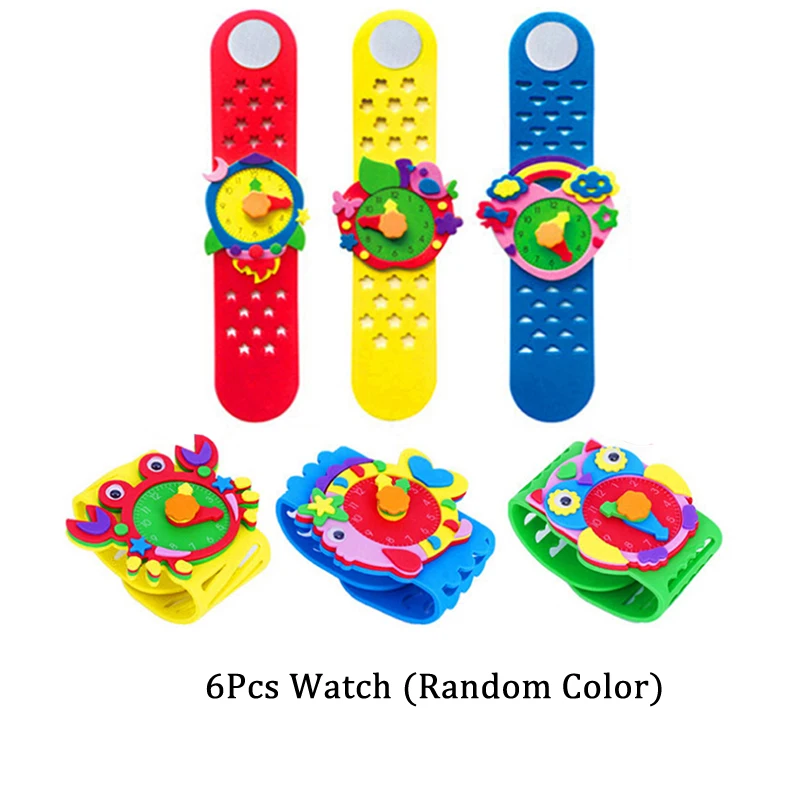 6Pcs Watch Новые игрушки DIY 3D EVA пена ремесло стикер часы ручной работы часы для обучения детей детский сад образовательные игры Детский подарок ZXH - Цвет: 6Pcs Watch