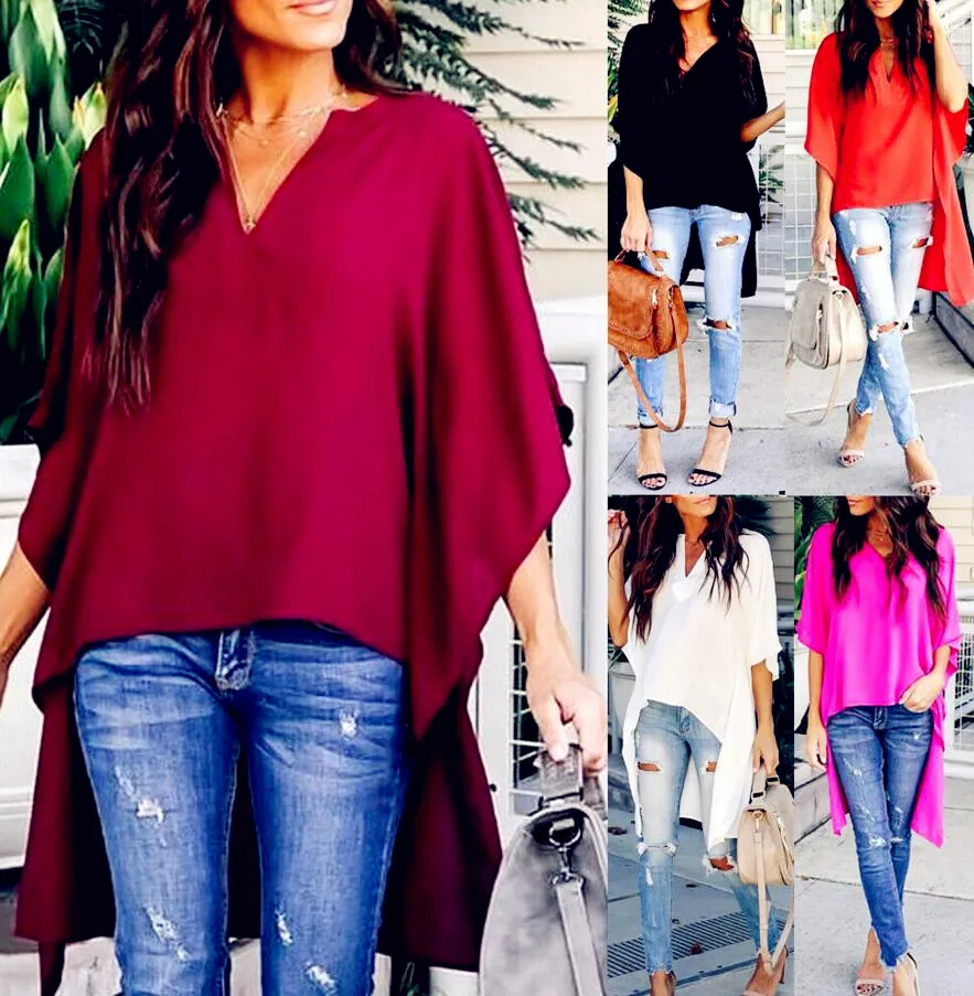 Summer Chiffon Tops Women Blouses Vintage Colors Casual Ruffles Flare Large Elegant Loose Befreee Boho Plus Sizes Shirts