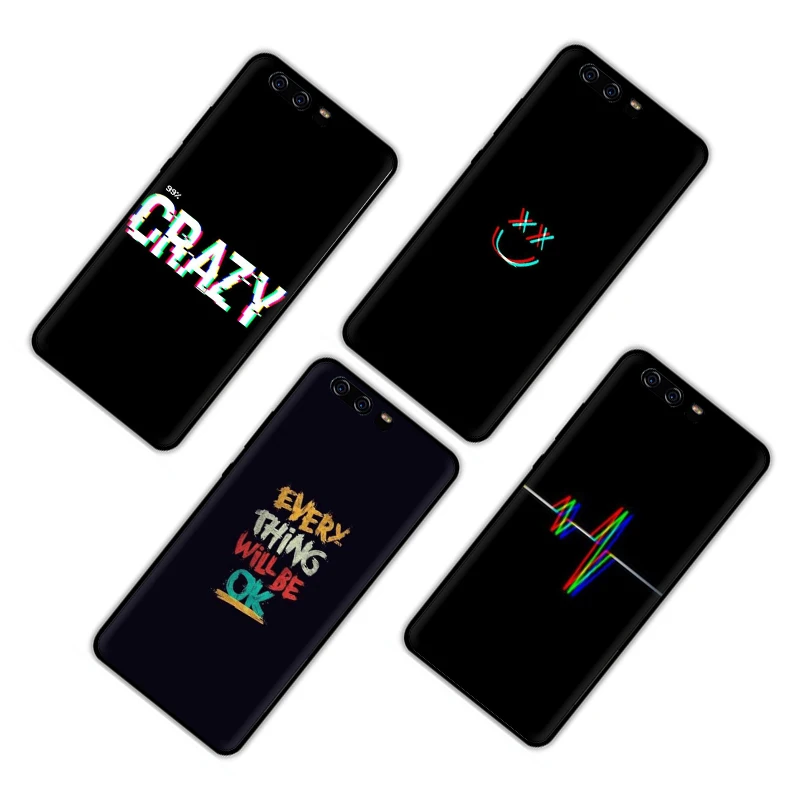 EWAU цветной текст на черном фоне силиконовый телефон чехол для Huawei P8 P9 P10 P20 P30 Lite Mini Pro P Smart Z Plus