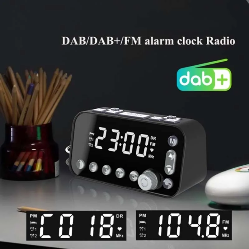 JINSERTA мини DAB/DAB+ Цифровой Радиоприемник настольный FM радио Поддержка двойной будильник функция повтора сигнала wtih двойной USB порт