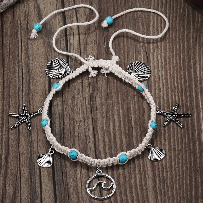 Belleper,, богемная ракушка, волнистая Морская звезда, подвеска, ножные браслеты для женщин, браслеты из бисера на ногу, ювелирные изделия ручной работы