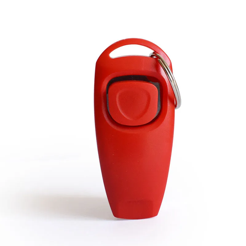 Комбинированный кликер для собак и свисток, дрессировщик животных нажмите щенка с направляющей, с кольцом для ключей - Цвет: Красный