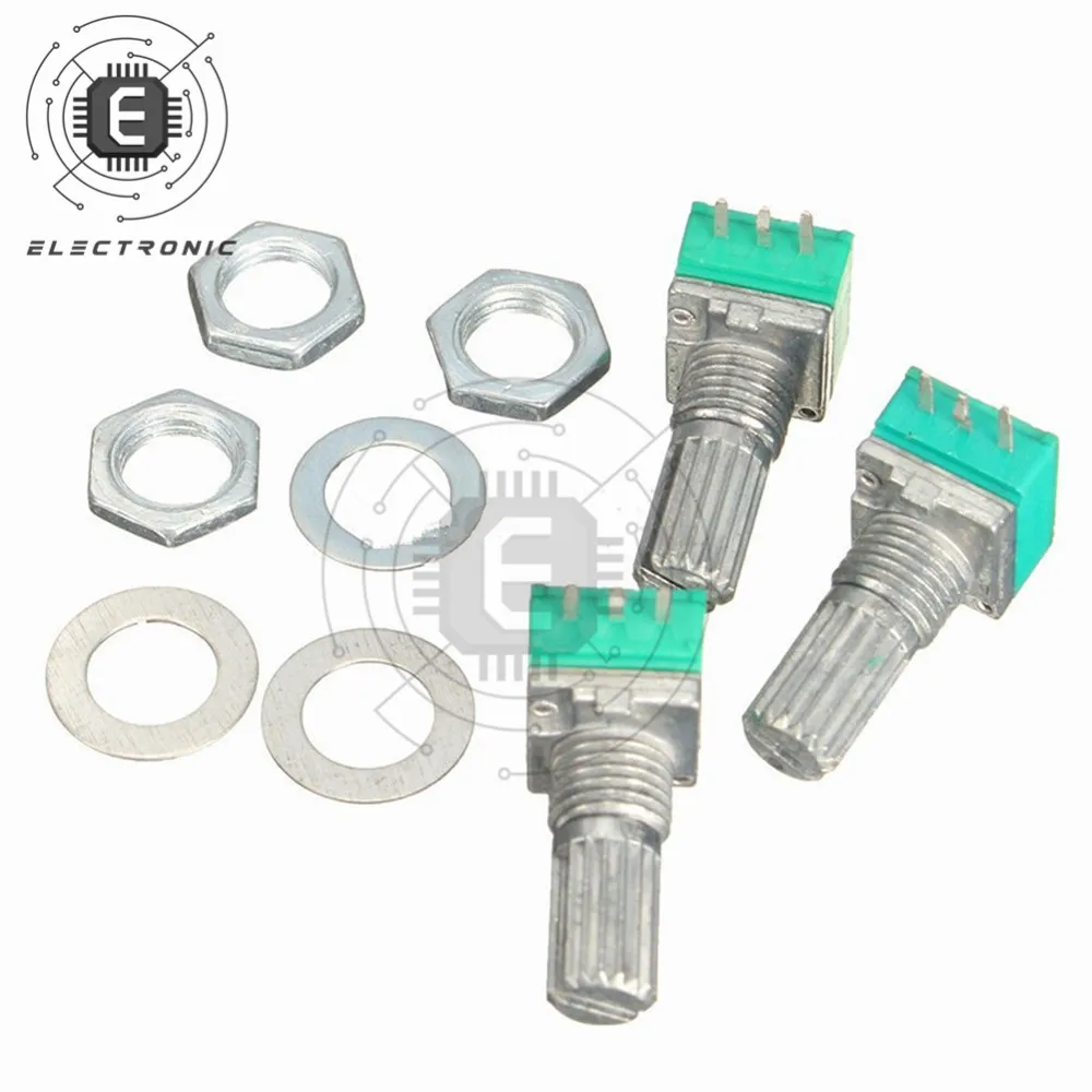 5PCS 6MM 3 Pin Knurled Shaft Single Linear B10K Ohm Rotary Potentiometer for DVD Player