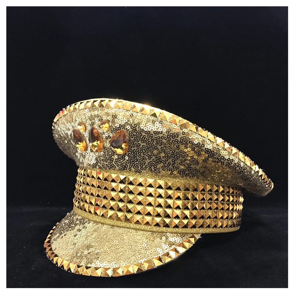 Стимпанк Новая Мужская Женская Полицейская шляпа Золотая хлопковая военная шапка капитан шляпа защита шляпа для взрослых 3 размера