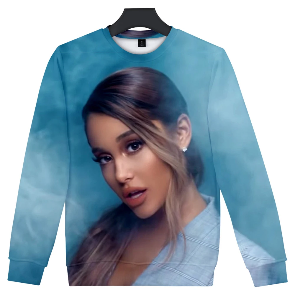 Ariana Grande уличная Толстовка для женщин с круглым вырезом и длинными рукавами из хлопка Harajuku Толстовка Весенняя Толстовка для женщин