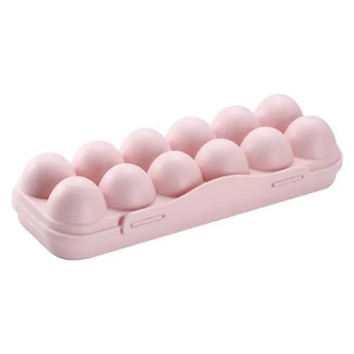 12/18 сетка кухонный холодильник коробка для яиц коробка для хранения практичная креативная Бытовая портативная пластиковая коробка для хранения еды для пикника - Цвет: Pink 12 grid