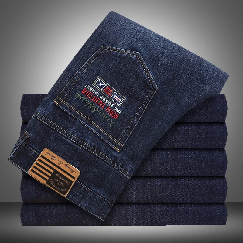 Newewt Fashion Designer Jeans Hot sale Top quality Mens Jeans Shark pants Brand Men Straight Dark blue pants