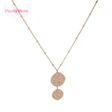 Mavis Hare Stainless Steel Sparkling Malihini Coin Necklace No rules round Sparkler Plate Pendant with Ball Bead Chain