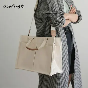 

Literature and Art Portable Canvas Bag Women's Simple and Versatile Style Multi Pocket Personalized One Shoulder Straddle Bag