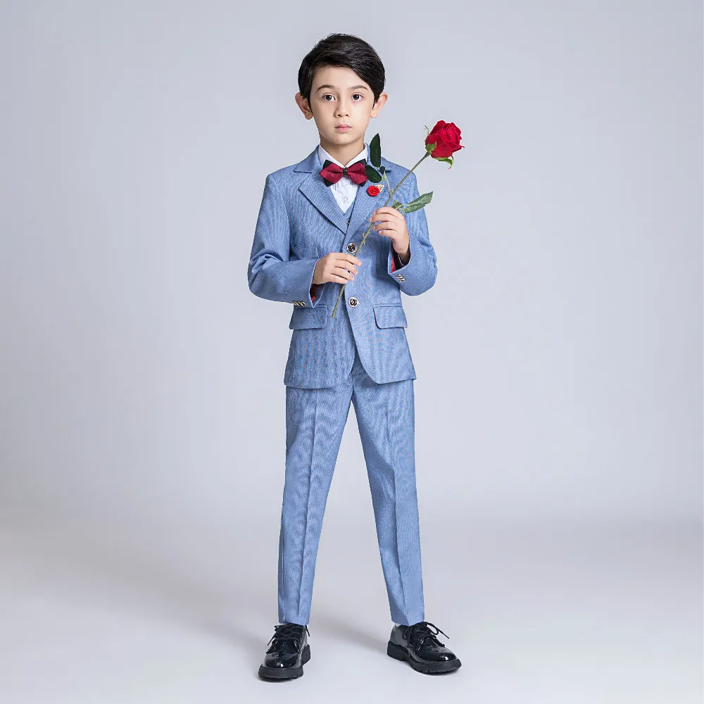 YuanLu/Детский костюм для мальчиков, блейзер/рубашка/жилет/брюки, деловой костюм для свадебной вечеринки, костюм в британском стиле, одежда для джентльменов