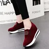 New Flock High Heels Lady Casual black Red Women Sneakers Leisure Platform Shoes Slip-On Breathable Height Increasing Shoes ► Photo 2/6
