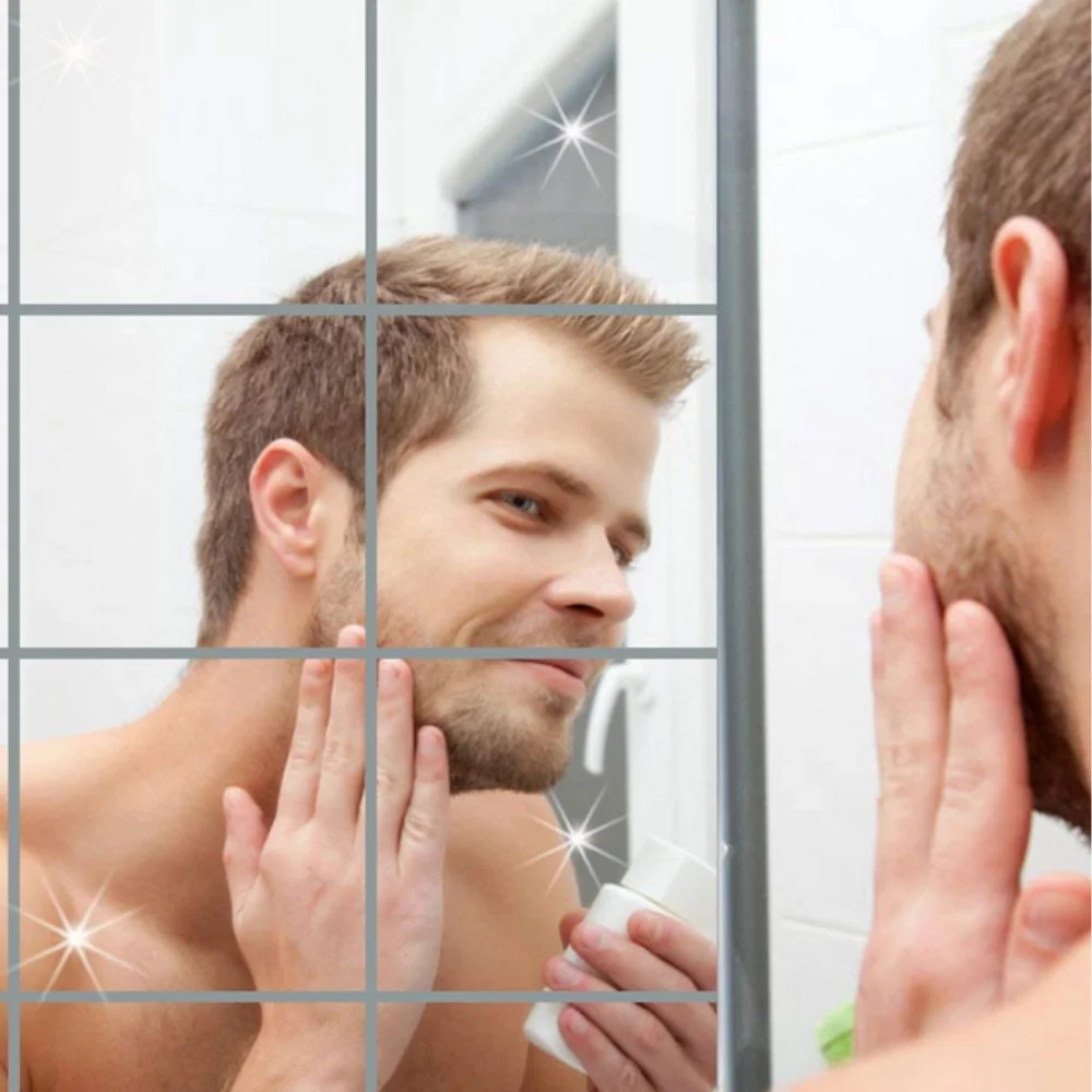 

9PCS 15x15CM 0.1MM Wall Stickers Bathroom Mirror Cosmetics Mirror Surface Mosaic Square Self-adhesive 3D Wall Decoration Mirror