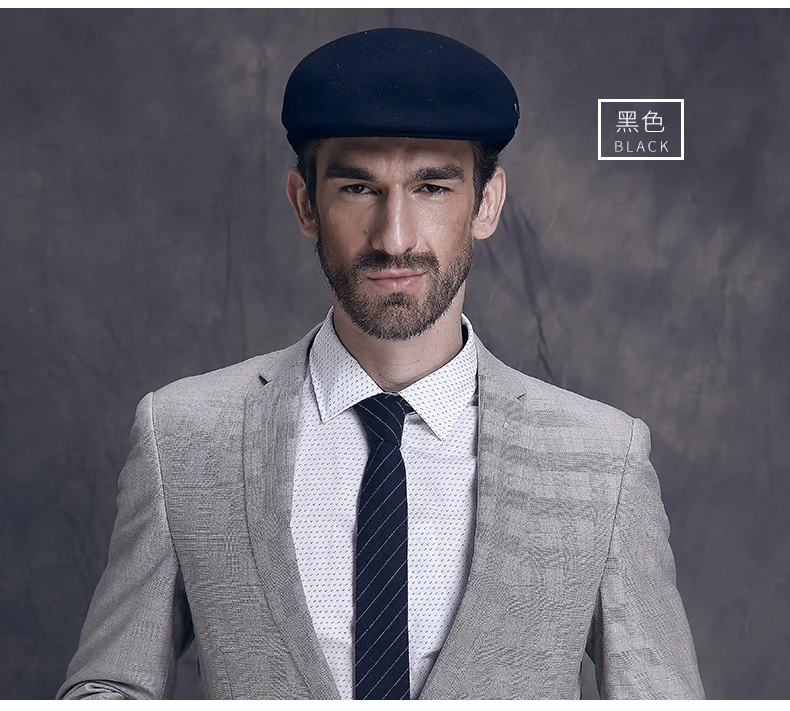 Sedancasesa 100 Wool Felt Beret Cap Men Cap Visor Warm Ivy Hat