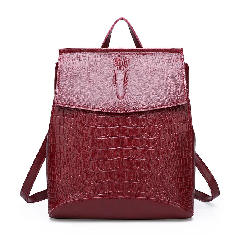 

Backpack 2019 New Style Crocodile Pattern Women's Casual Backpack Women's Korean-style Fashion Dual Purpose WOMEN'S Bag