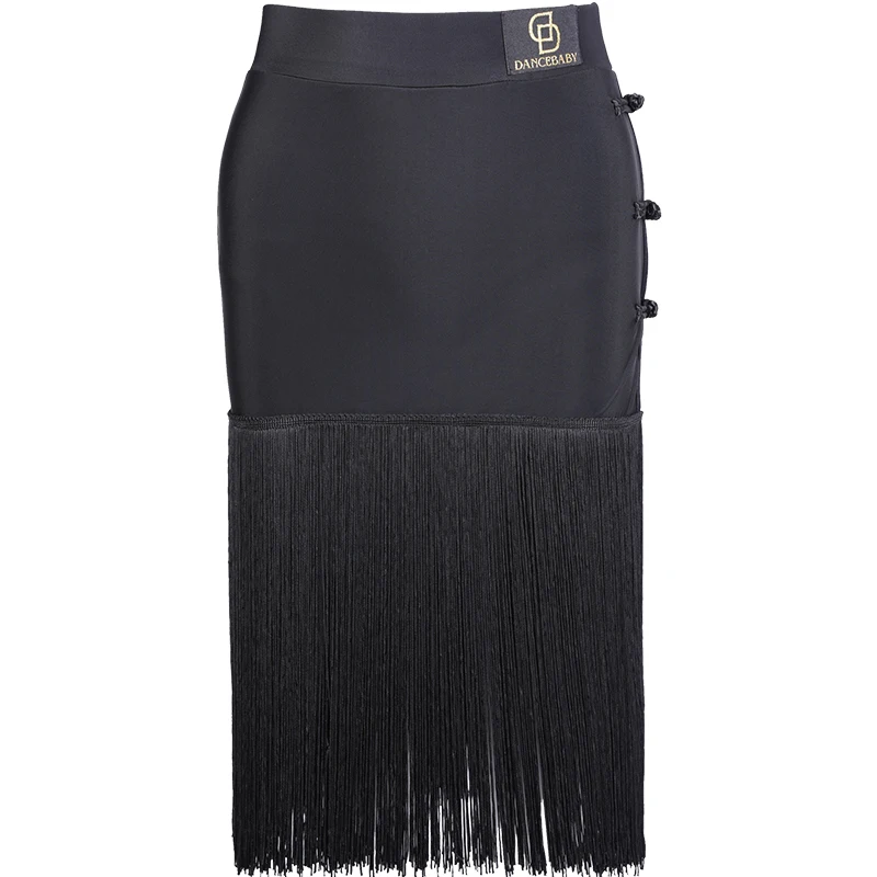 New Latin Dance Leopard Skirt Women Black Fringe Skirt Competition Tassel Costume Cha Cha Rumba Samba Dance Dress Latin BL2884