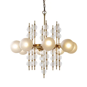 

lyustra lampa Glass ball decorative chandelier Copper Post modern Electroplating Stretchable Bedroom machine head Living