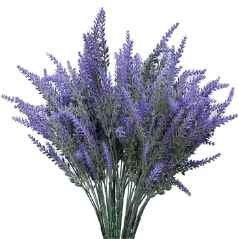 

10 Artificial Flocked Lavender Bouquet Fake Bouquet Bride Home DIY Floor Garden Office Wedding Decoration Purple