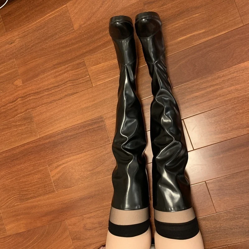 Для НИР автоматов 2B YoRHa № 2 Тип B Косплэй костюм из телепередачи мастера меча онлайн; обувь; ботинки повязки Обувь на высоком каблуке черного цвета выше колена; Соблазнительные кожаные ботинки
