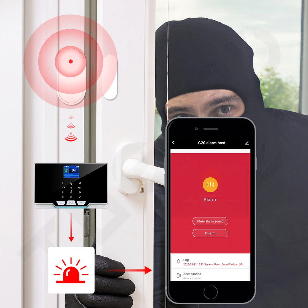 Sistema de Alarme de Segurança Sistema de Vigilância com Detector de Movimento 433mhz sem Fio Tugard Residencial Wi-fi Câmera Anti-roubo Gsm 10 sem fio residencial wi-fi gsm sistema de