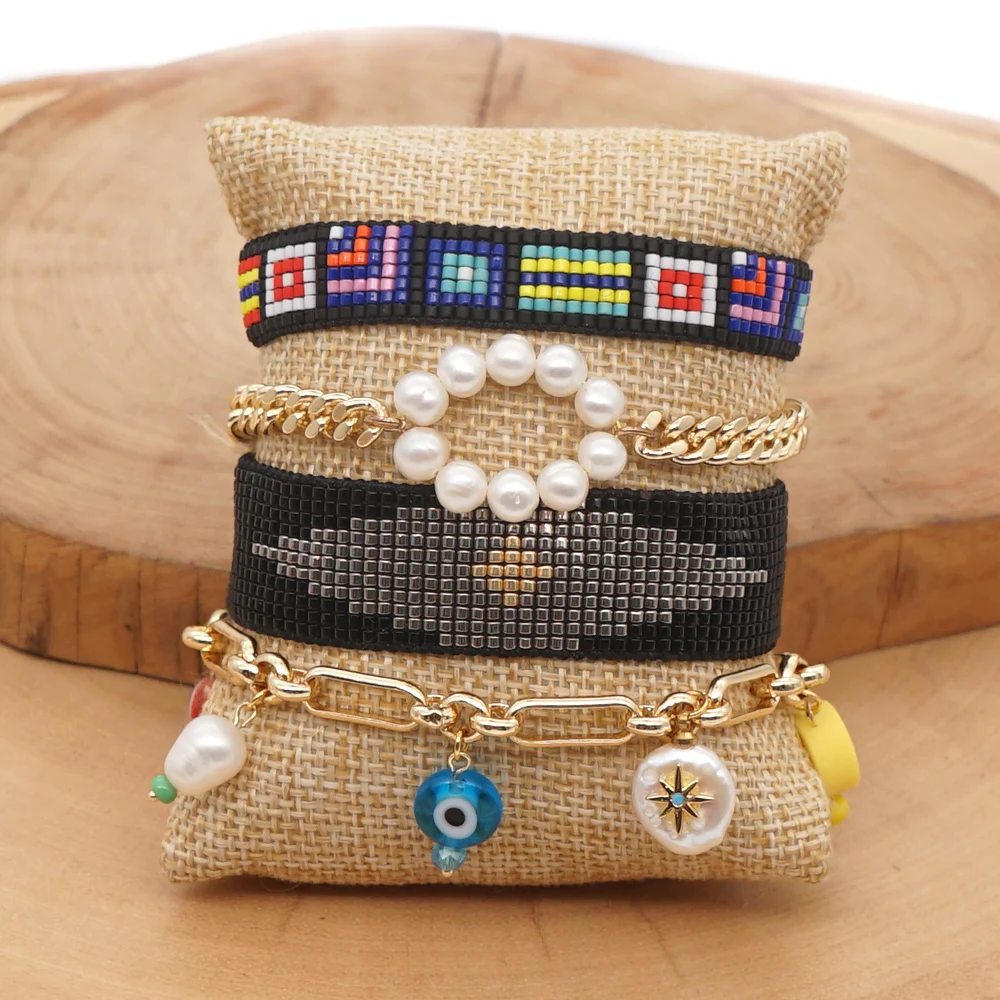 

Go2boho Pearl Bracelet Femme Evil Eye Jewelry Gold Plated Link Chain Pulsera Friendship Jewellery Women Miyuki Beads Bracelets