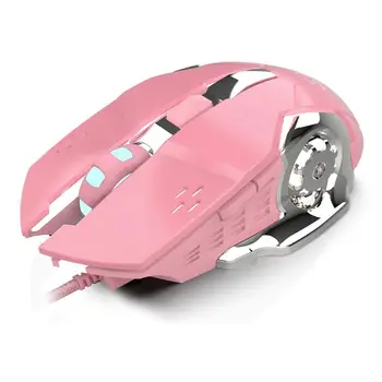 

Pink Gaming Wired Mouse Stylish 3200dpi Cool Backlight Mice for Office/Games