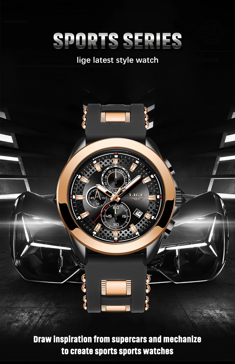 LIGE Sports Mens Watch Top Brand Luxury Waterproof Quartz Wristwatch Military Chronograph Watches for Men Date Clock Watch Man