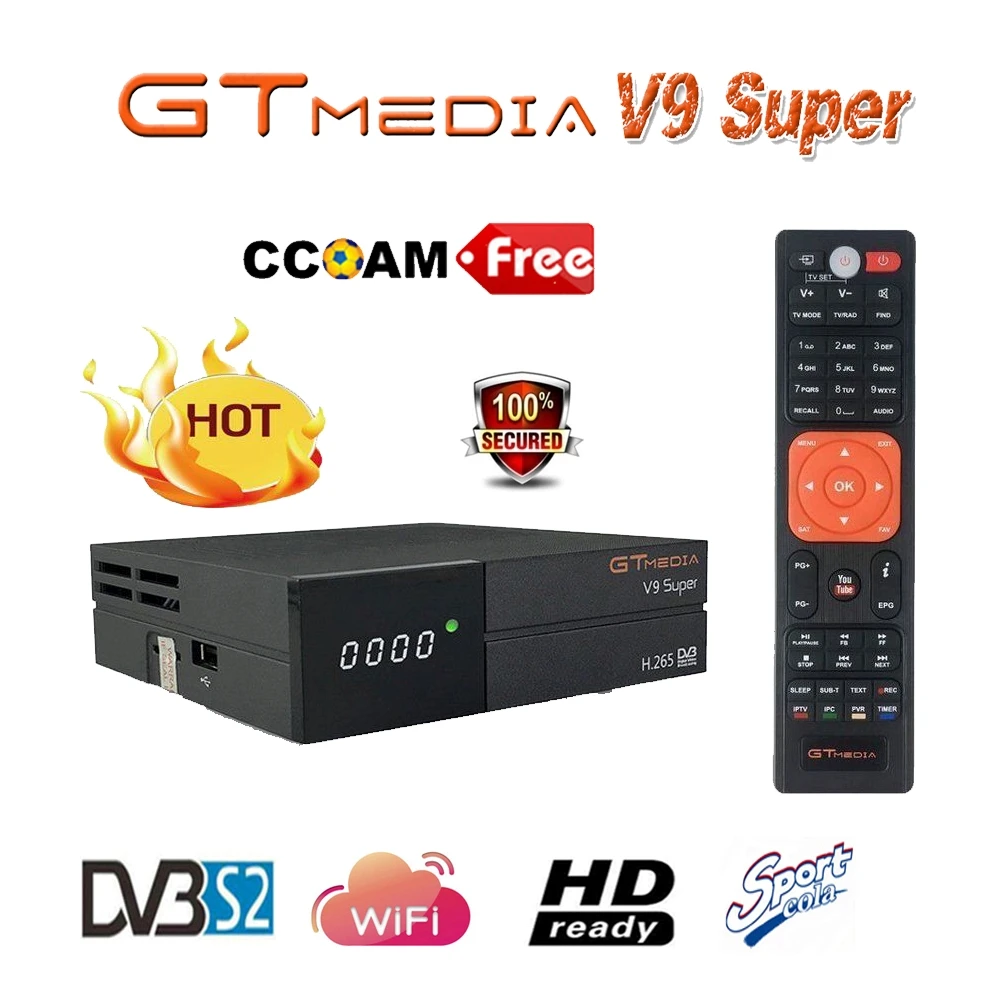 GT медиа спутниковый ресивер V9 супер DVB-S2 H2.65 FREESAT V9 супер спутниковый ТВ ресивер HD 1080P с 1 год Испания 7 CCAM CLine