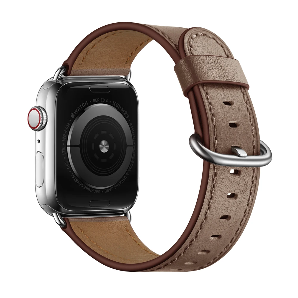 Совместим с Apple Watch series 5 4, ремешок из натуральной кожи 40 мм, 44 мм, ремешок для часов, браслет для iwatch 38 мм, 42 мм, ремешок на запястье - Цвет ремешка: taupe