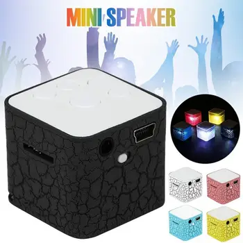 

Lightweight MP3 Player Speaker LED Night Light Colorful External Cube Speaker Light Sound Card Leopard Mini Water Speaker V9E7
