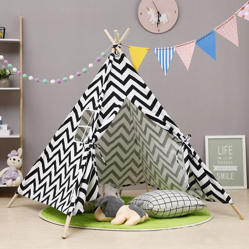 1,6 м детская палатка Tipi большой Unbleached холст оригинальная детская палатка дом складной Крытый детский игровой дом Индия треугольные палатки - Цвет: WJ0050I