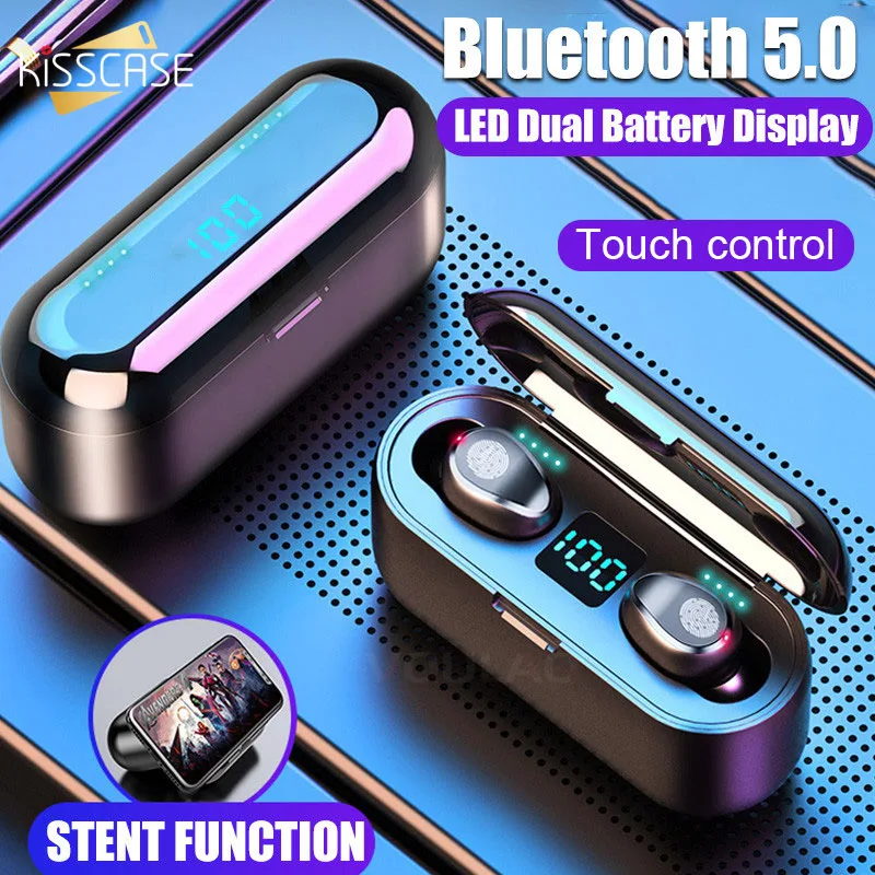 KISSCASE Bluetooth V5.0 наушники беспроводные наушники стерео спортивные наушники гарнитура с микрофоном 2000 мАч Внешний аккумулятор