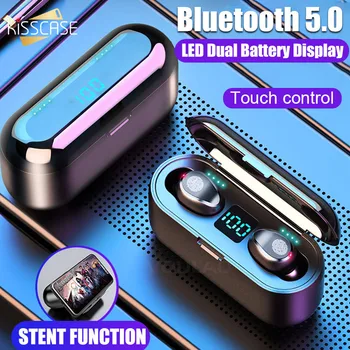 

KISSCASE Bluetooth V5.0 Earphone Wireless Earphones Earbuds Stereo Sport Headphone Headset With Microphone 2000mAh Power Bank