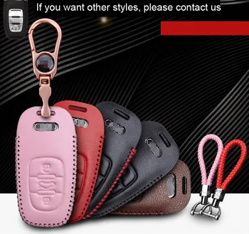 

For Audi A4L A6L A8L Q5 A7 A5 Car Smart Fob Remote Key Case Cover Chain Holder