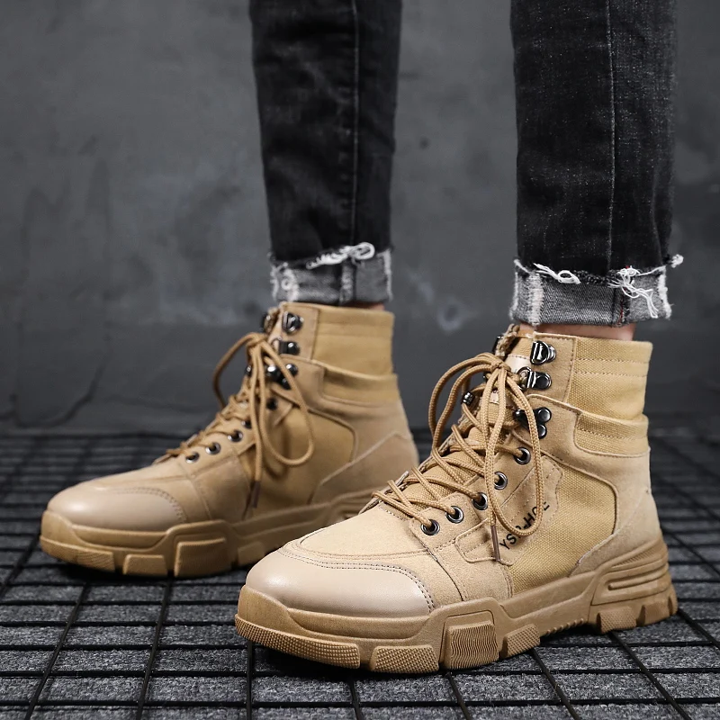 Khaki YRRFUOT модная мужская обувь на шнуровке; Новинка года; модные мужские кроссовки; Вулканизированная обувь; zapatillas hombre; Мужская модная обувь на резиновой подошве - Цвет: Khaki