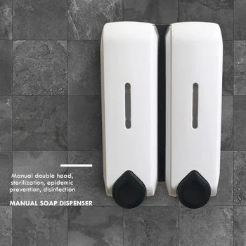 

700ml Manual Soap Dispenser Sterilizing Wall Mounted ABS Double-head Washer Pump for Household Kitchen Bathroom Hotel