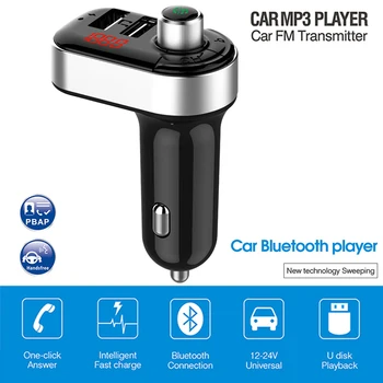 

Car Kit Handsfree Wireless Bluetooth FM Transmitter Car MP3 Player 3.1A Dual USB Quick Charger