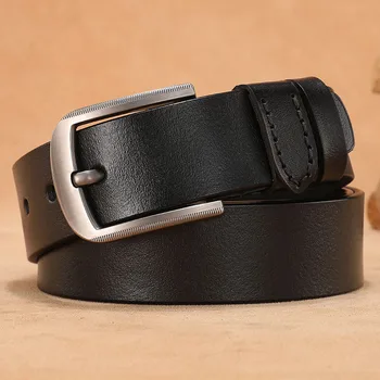 

Men's Vintage Belt Leather Men Metal Pin Buckle Real Genuine Leather Belts for Jeans Pants High Quality Belt Cinturones Hombre