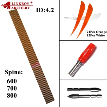 

Linkboy Archery 12PCS Carbon Arrows Shaft ID4.2mm 30inch Sp600-800 3'' Turkey Feather Pin Nock DIY Recurve Bow Hunting Shooting