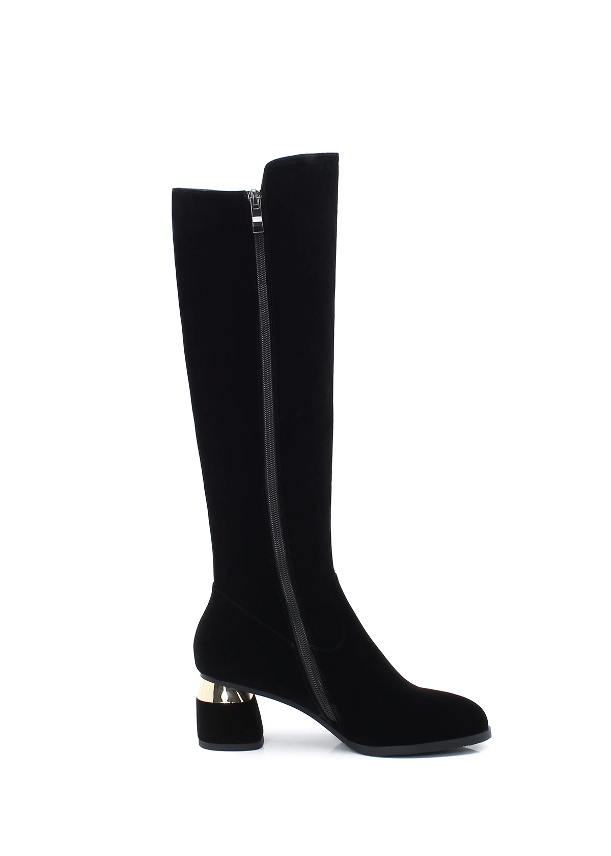 tylish Ladies Boots High Quality Genuine Leather Handmade Round Toe Shoes Casual Zipper Square Heel Women Boots size 34-43