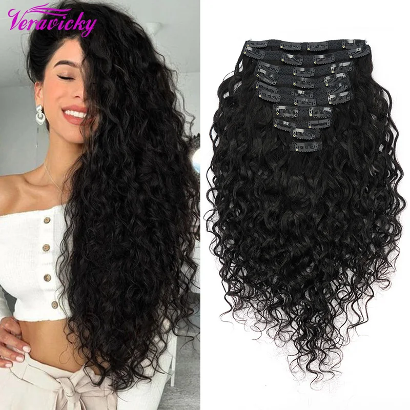 160G Natural Wave Clip in Hair Extensions European Hair Machine Made Remy Human Full Head Set Clip ins human hair extensions