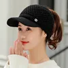 Baseball Caps Women Winter Thick Warm Twist Knitted Beanie Hat  Winter Outdoor Fleece High Bun Ponytail Empty Visor Bonnet ► Photo 3/6