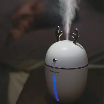 

450ML 450ML USB Air Humidifier Purifier Mist Maker Deerhorn Ultra Silent Aroma Essential Oil Diffuser Home Office Car Pink White