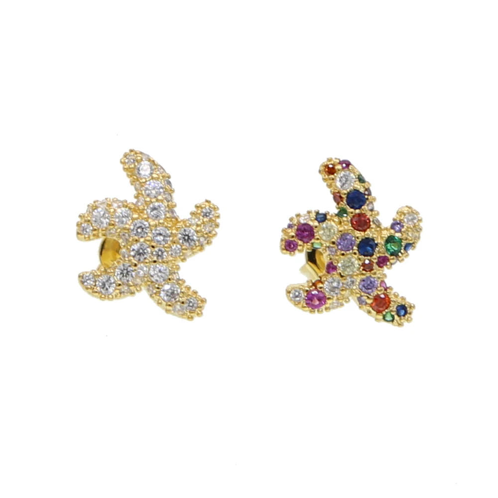 Летнее пляжное Радужное платье Красочные cz starfish с подвесками в виде капель с кристаллами в форме женские классические простые оптом Изящные геометрические ювелирные изделия уха