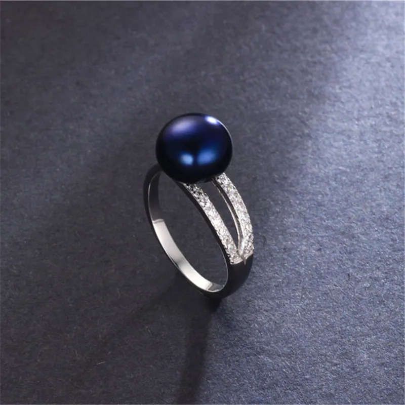 Dainashi Top Quality 925 Sterling Silver Zircon Crystal Ring Fine Jewelry Genuine Freshwater Cultured Pearl Ring Party Gift
